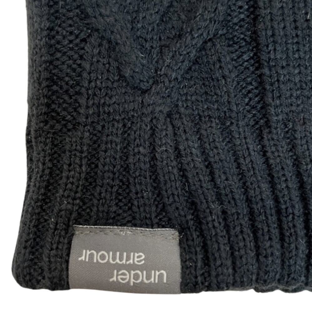 Under Armour Cable Knit Black Beanie Winter Hat Basic Minimalist NEW no Tags - Picture 3 of 4
